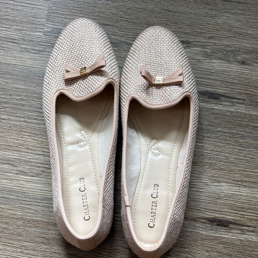 Charter Club Women's Beige Textured Flats 8.5 gently loved